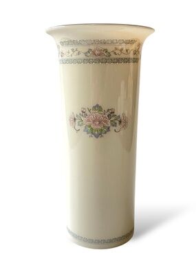 Vintage Lenox Charleston 6.75" Vase Grandmillennial Porcelain Platinum Trim Mint